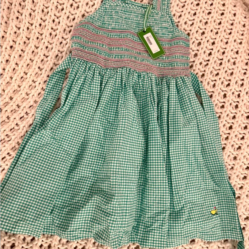 Masters Green and Pink Checkered Kids Dress